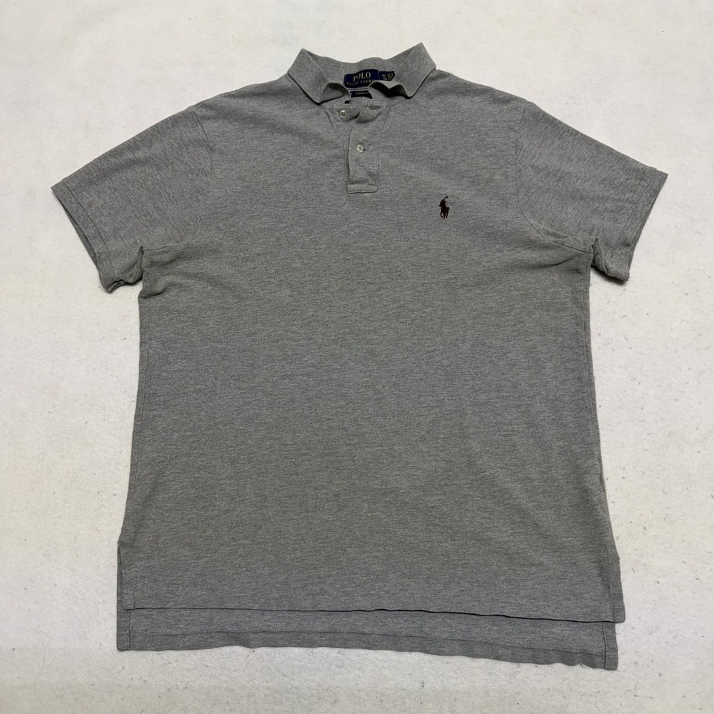 Polo Ralph Lauren Custom Fit Mens XL Gray Short Sleeve Pony Logo Polo Shirt